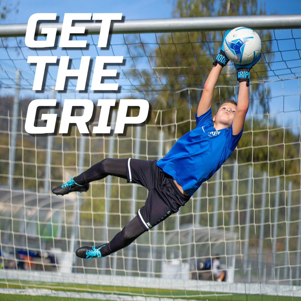 Gripmode Goalkeeper Gloves Get The Grip Aqua Junior